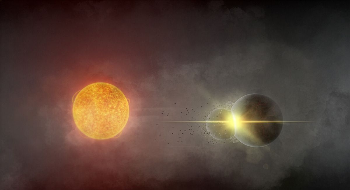 Zwei Planeten stoßen zusammen